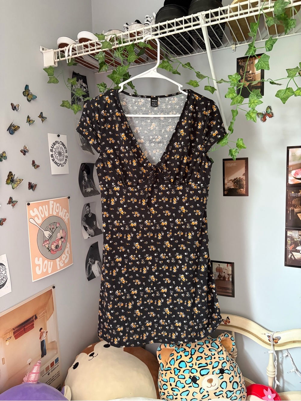Shein Black Flower Dress